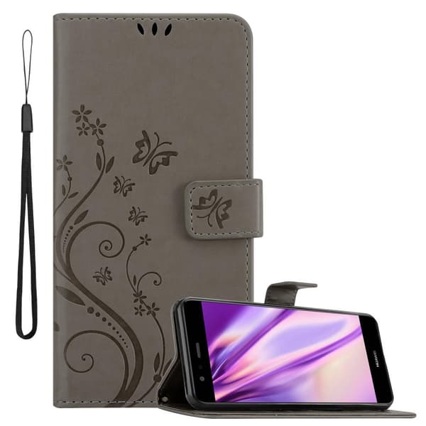 Huawei P10 LITE Skal Fodral i blomdesign Mobilskydd Case Cover med magnetisk stängning, ståfunktion och kortplatser