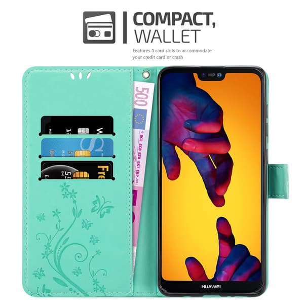 Deksel til Huawei P20 LITE 2018 / NOVA 3E Lommebokdeksel i blomster design med magnetisk lukking, stativfunksjon og kortplasser