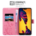 Miniatyrbilde 3 av 8: Deksel til Huawei P20 LITE 2018 / NOVA 3E Lommebokdeksel i blomster design med magnetisk lukking, stativfunksjon og kortplasser