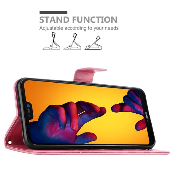 Huawei P20 LITE 2018 / NOVA 3E Suojakotelo Suojakuori Lompakkokotelo Matkapuhelinkotelo Kukat jossa on magneettisuljenta, jalusta-toiminto ja