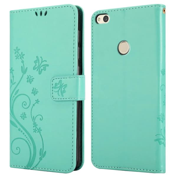 Deksel til Huawei P8 LITE 2017 / P9 LITE 2017 Lommebokdeksel i blomster design med magnetisk lukking, stativfunksjon og kortplasser