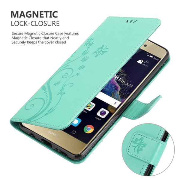Huawei P8 LITE 2017 / P9 LITE 2017 Suojakotelo Suojakuori Lompakkokotelo Matkapuhelinkotelo Kukat jossa on magneettisuljenta, jalusta-toiminto ja