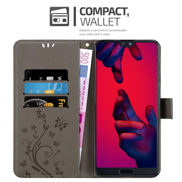 Huawei P20 PRO / P20 PLUS Suojakotelo Suojakuori Lompakkokotelo Matkapuhelinkotelo Kukat jossa on magneettisuljenta, jalusta-toiminto ja korttipaikat