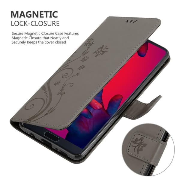 Huawei P20 PRO / P20 PLUS Suojakotelo Suojakuori Lompakkokotelo Matkapuhelinkotelo Kukat jossa on magneettisuljenta, jalusta-toiminto ja korttipaikat