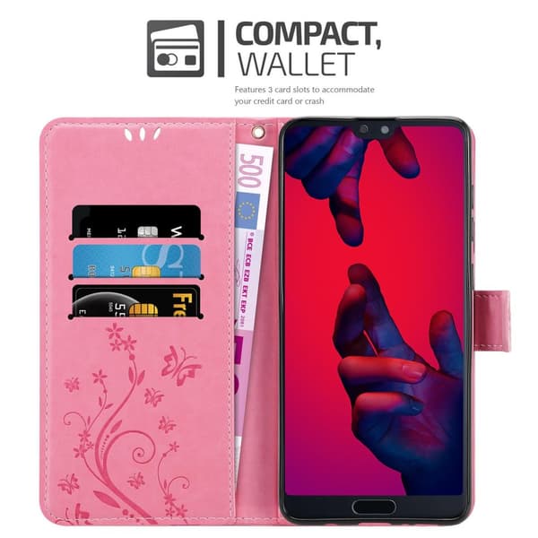 Huawei P20 PRO / P20 PLUS Suojakotelo Suojakuori Lompakkokotelo Matkapuhelinkotelo Kukat jossa on magneettisuljenta, jalusta-toiminto ja korttipaikat