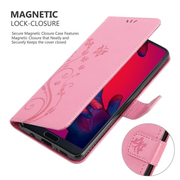 Huawei P20 PRO / P20 PLUS Suojakotelo Suojakuori Lompakkokotelo Matkapuhelinkotelo Kukat jossa on magneettisuljenta, jalusta-toiminto ja korttipaikat