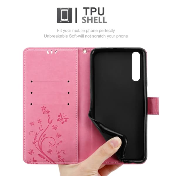 Huawei P20 PRO / P20 PLUS Suojakotelo Suojakuori Lompakkokotelo Matkapuhelinkotelo Kukat jossa on magneettisuljenta, jalusta-toiminto ja korttipaikat