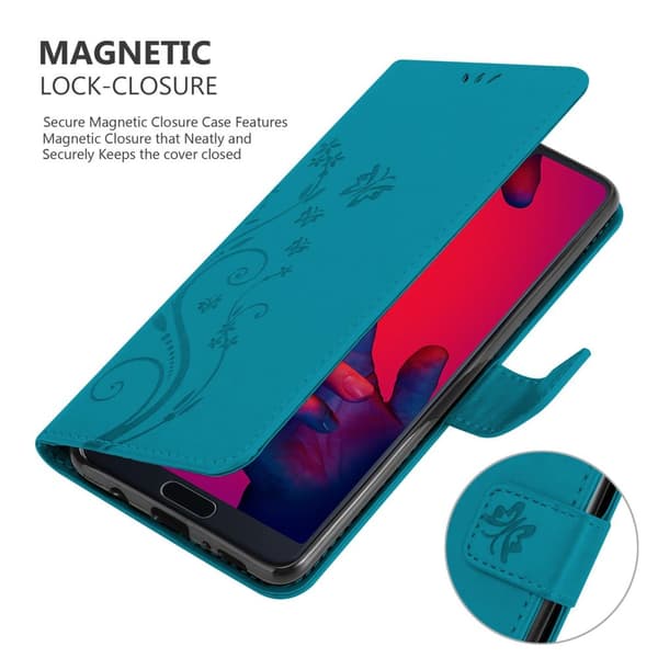 Huawei P20 PRO / P20 PLUS Suojakotelo Suojakuori Lompakkokotelo Matkapuhelinkotelo Kukat jossa on magneettisuljenta, jalusta-toiminto ja korttipaikat