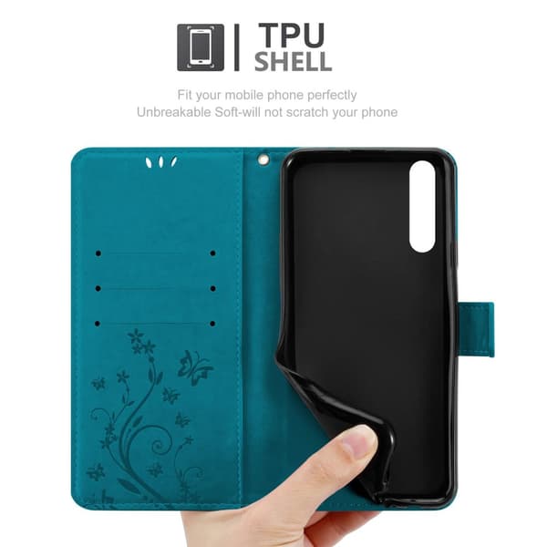 Huawei P20 PRO / P20 PLUS Suojakotelo Suojakuori Lompakkokotelo Matkapuhelinkotelo Kukat jossa on magneettisuljenta, jalusta-toiminto ja korttipaikat