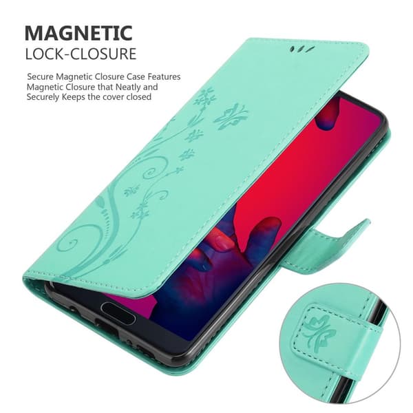 Huawei P20 PRO / P20 PLUS Suojakotelo Suojakuori Lompakkokotelo Matkapuhelinkotelo Kukat jossa on magneettisuljenta, jalusta-toiminto ja korttipaikat