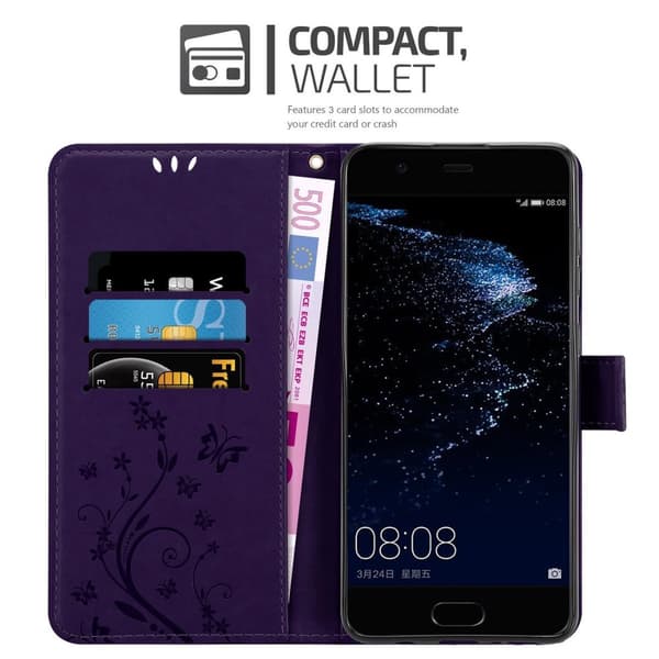 Huawei P10 Suojakotelo Suojakuori Lompakkokotelo Matkapuhelinkotelo Kukat jossa on magneettisuljenta, jalusta-toiminto ja korttipaikat