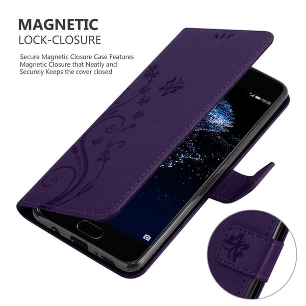 Huawei P10 Suojakotelo Suojakuori Lompakkokotelo Matkapuhelinkotelo Kukat jossa on magneettisuljenta, jalusta-toiminto ja korttipaikat