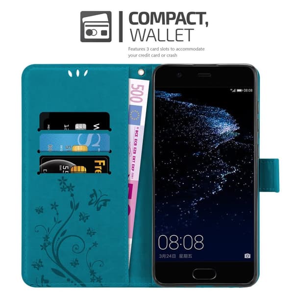 Huawei P10 Suojakotelo Suojakuori Lompakkokotelo Matkapuhelinkotelo Kukat jossa on magneettisuljenta, jalusta-toiminto ja korttipaikat