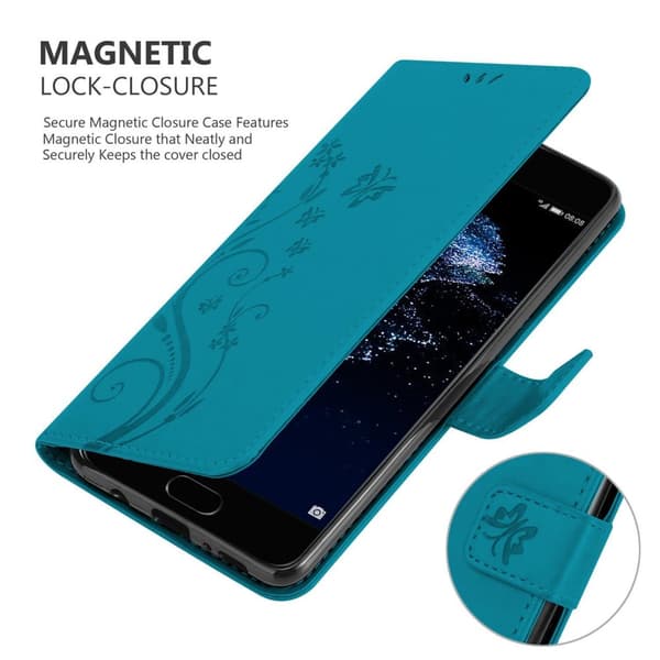 Huawei P10 Suojakotelo Suojakuori Lompakkokotelo Matkapuhelinkotelo Kukat jossa on magneettisuljenta, jalusta-toiminto ja korttipaikat