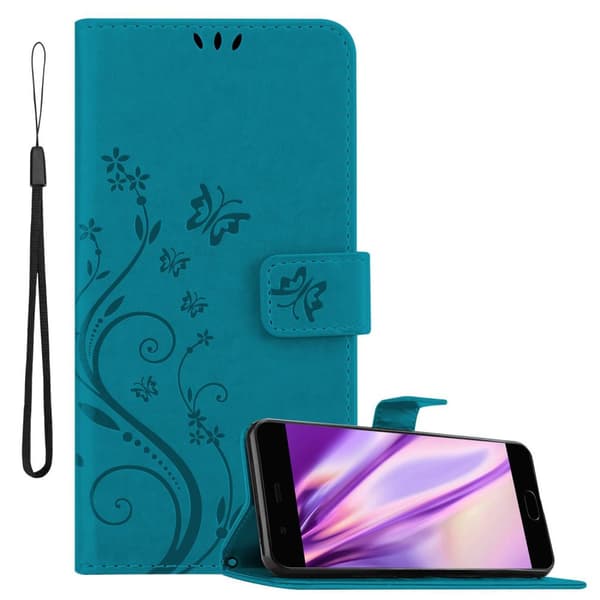 Huawei P10 Pungetui Cover Blomster () BLOMSTER BLÅ