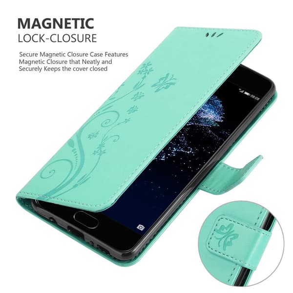 Huawei P10 Suojakotelo Suojakuori Lompakkokotelo Matkapuhelinkotelo Kukat jossa on magneettisuljenta, jalusta-toiminto ja korttipaikat
