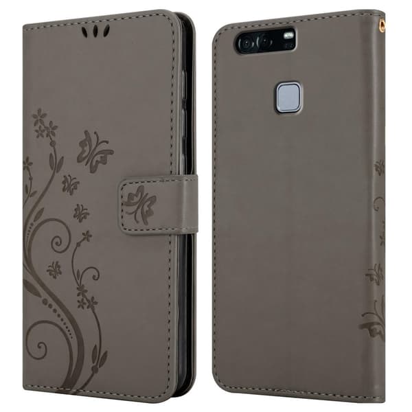 Deksel til Huawei P9 Lommebokdeksel i blomster design med magnetisk lukking, stativfunksjon og kortplasser