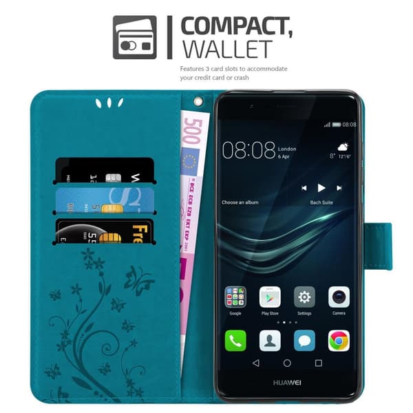 Huawei P9 Pungetui Cover Blomster ()