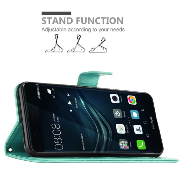 Deksel til Huawei P9 Lommebokdeksel i blomster design med magnetisk lukking, stativfunksjon og kortplasser