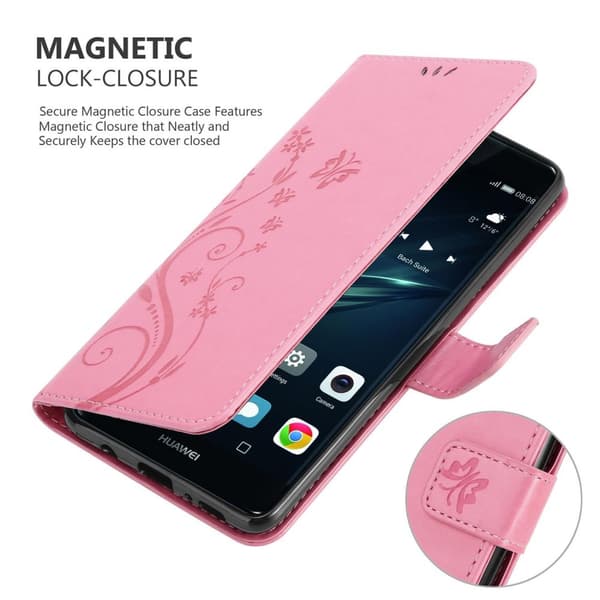 Deksel til Huawei P9 Lommebokdeksel i blomster design med magnetisk lukking, stativfunksjon og kortplasser