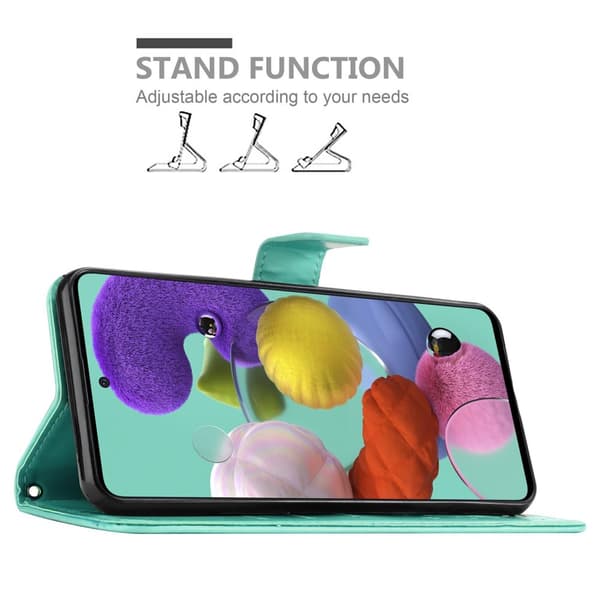 Deksel til Samsung Galaxy A51 5G Lommebokdeksel i blomster design med magnetisk lukking, stativfunksjon og kortplasser