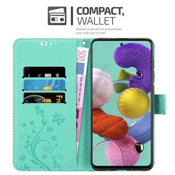 Samsung Galaxy A51 5G Skal Fodral i blomdesign Mobilskydd Case Cover med magnetisk stängning, ståfunktion och kortplatser