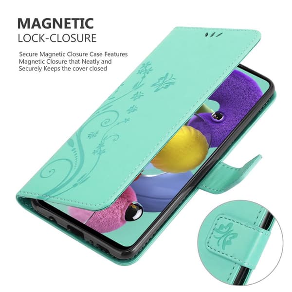 Samsung Galaxy A51 5G Skal Fodral i blomdesign Mobilskydd Case Cover med magnetisk stängning, ståfunktion och kortplatser