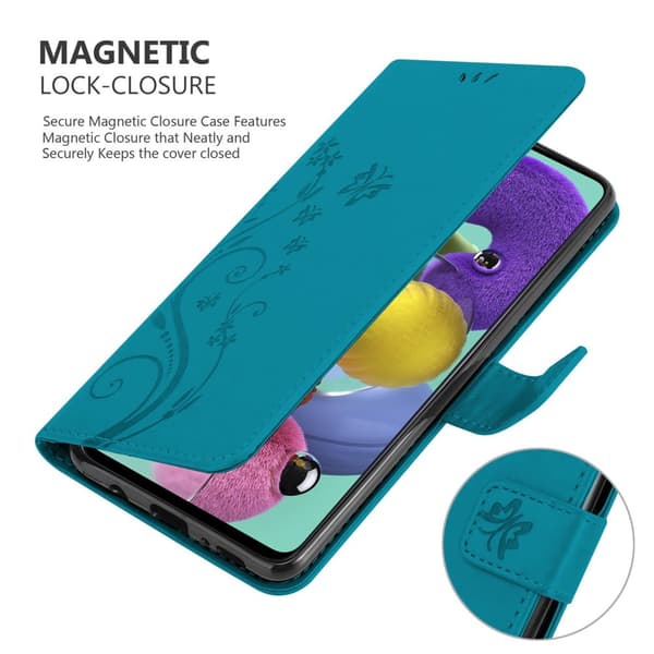 Samsung Galaxy A51 5G Skal Fodral i blomdesign Mobilskydd Case Cover med magnetisk stängning, ståfunktion och kortplatser