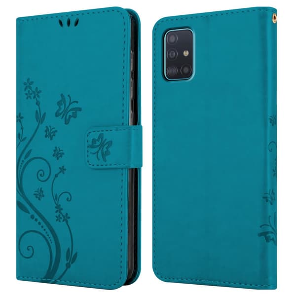 Samsung Galaxy A51 5G Skal Fodral i blomdesign Mobilskydd Case Cover med magnetisk stängning, ståfunktion och kortplatser