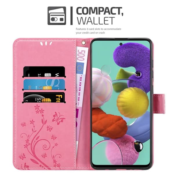 Samsung Galaxy A51 5G Skal Fodral i blomdesign Mobilskydd Case Cover med magnetisk stängning, ståfunktion och kortplatser
