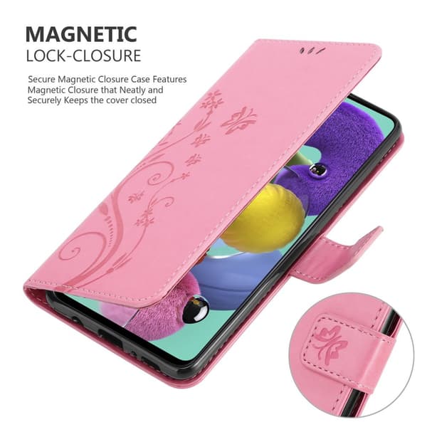 Samsung Galaxy A51 5G Skal Fodral i blomdesign Mobilskydd Case Cover med magnetisk stängning, ståfunktion och kortplatser