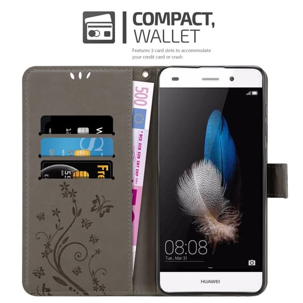 Huawei P8 LITE 2015 Suojakotelo Suojakuori Lompakkokotelo Matkapuhelinkotelo Kukat jossa on magneettisuljenta, jalusta-toiminto ja korttipaikat