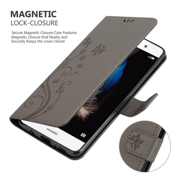Huawei P8 LITE 2015 Suojakotelo Suojakuori Lompakkokotelo Matkapuhelinkotelo Kukat jossa on magneettisuljenta, jalusta-toiminto ja korttipaikat
