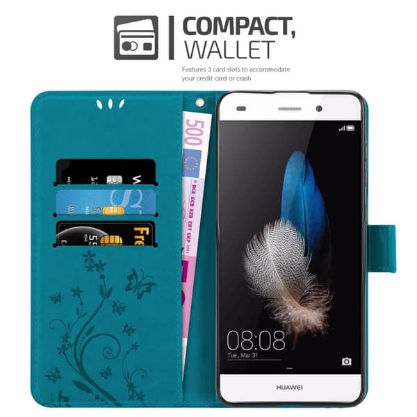 Huawei P8 LITE 2015 Suojakotelo Suojakuori Lompakkokotelo Matkapuhelinkotelo Kukat jossa on magneettisuljenta, jalusta-toiminto ja korttipaikat
