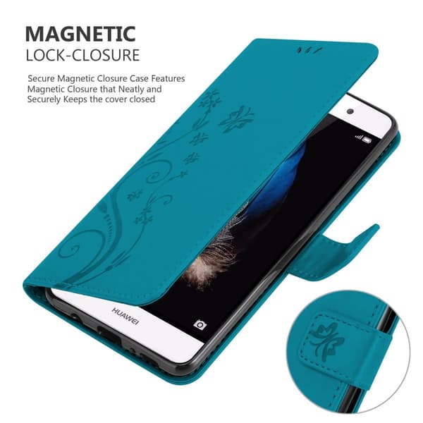 Huawei P8 LITE 2015 Suojakotelo Suojakuori Lompakkokotelo Matkapuhelinkotelo Kukat jossa on magneettisuljenta, jalusta-toiminto ja korttipaikat