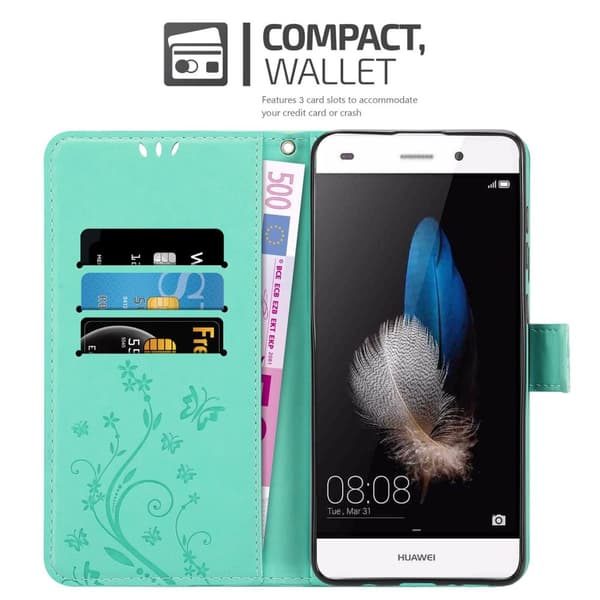 Huawei P8 LITE 2015 Suojakotelo Suojakuori Lompakkokotelo Matkapuhelinkotelo Kukat jossa on magneettisuljenta, jalusta-toiminto ja korttipaikat