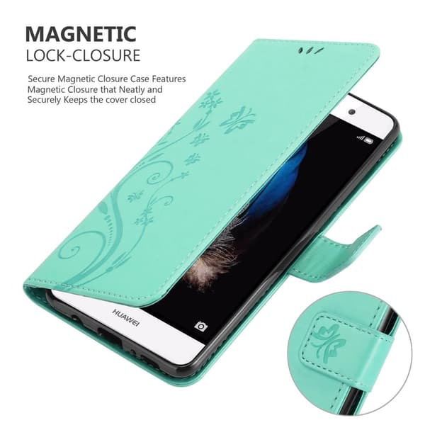 Huawei P8 LITE 2015 Suojakotelo Suojakuori Lompakkokotelo Matkapuhelinkotelo Kukat jossa on magneettisuljenta, jalusta-toiminto ja korttipaikat