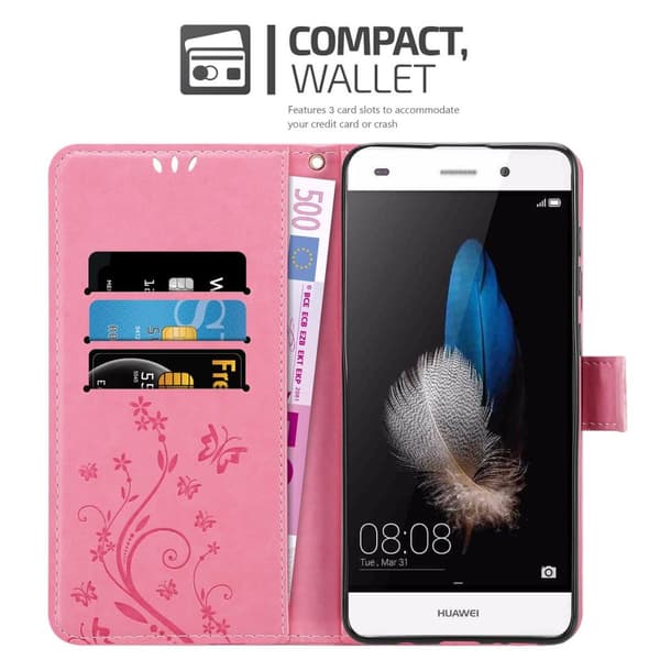 Huawei P8 LITE 2015 Suojakotelo Suojakuori Lompakkokotelo Matkapuhelinkotelo Kukat jossa on magneettisuljenta, jalusta-toiminto ja korttipaikat