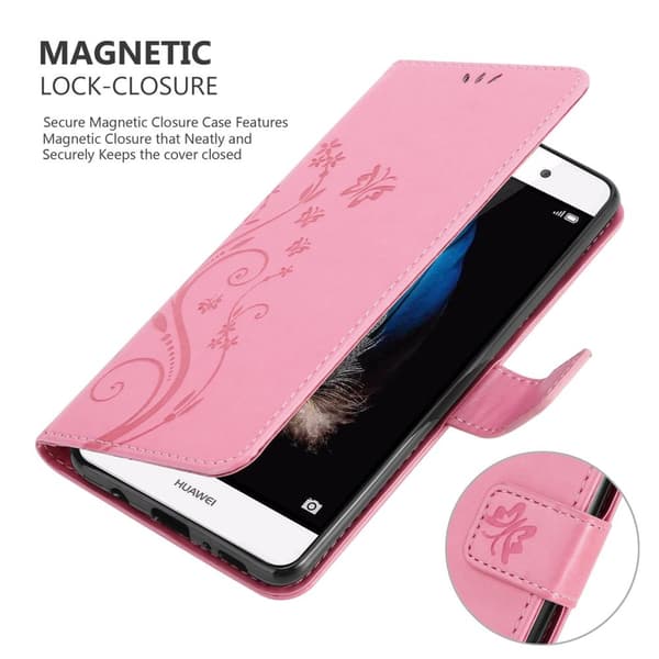 Huawei P8 LITE 2015 Suojakotelo Suojakuori Lompakkokotelo Matkapuhelinkotelo Kukat jossa on magneettisuljenta, jalusta-toiminto ja korttipaikat