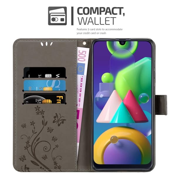 Samsung Galaxy M31 Skal Fodral i blomdesign Mobilskydd Case Cover med magnetisk stängning, ståfunktion och kortplatser