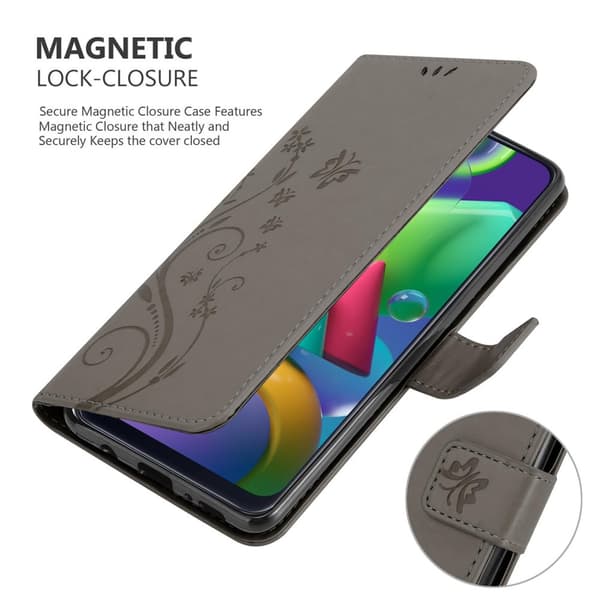 Samsung Galaxy M31 Skal Fodral i blomdesign Mobilskydd Case Cover med magnetisk stängning, ståfunktion och kortplatser