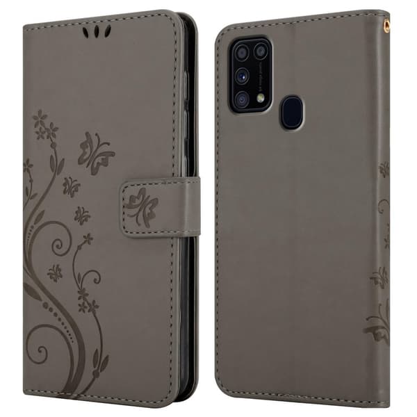 Samsung Galaxy M31 Skal Fodral i blomdesign Mobilskydd Case Cover med magnetisk stängning, ståfunktion och kortplatser