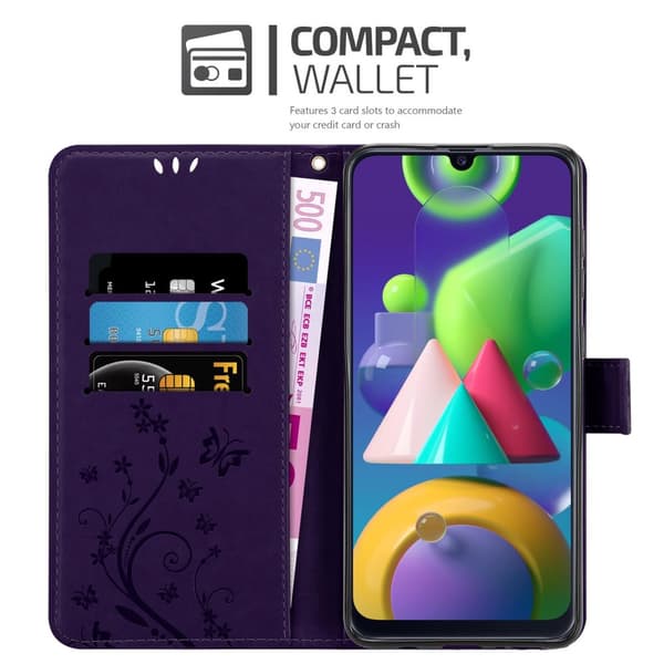 Samsung Galaxy M31 Skal Fodral i blomdesign Mobilskydd Case Cover med magnetisk stängning, ståfunktion och kortplatser