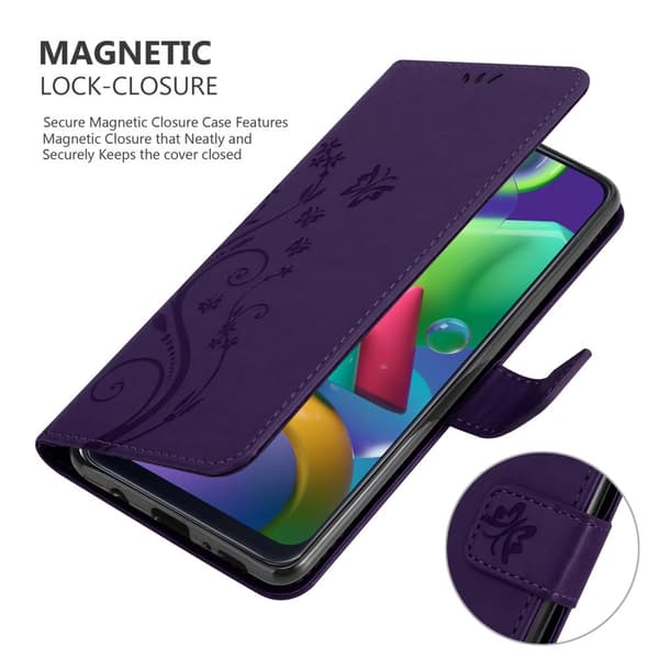 Samsung Galaxy M31 Skal Fodral i blomdesign Mobilskydd Case Cover med magnetisk stängning, ståfunktion och kortplatser