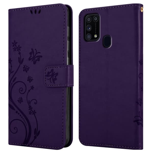 Samsung Galaxy M31 Skal Fodral i blomdesign Mobilskydd Case Cover med magnetisk stängning, ståfunktion och kortplatser