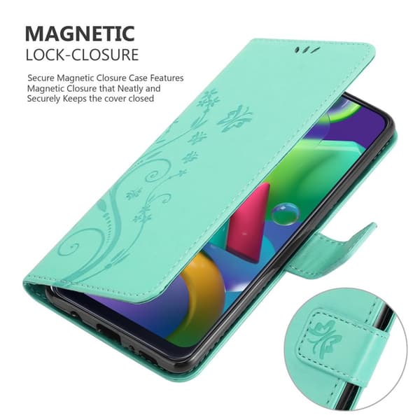 Samsung Galaxy M31 Skal Fodral i blomdesign Mobilskydd Case Cover med magnetisk stängning, ståfunktion och kortplatser