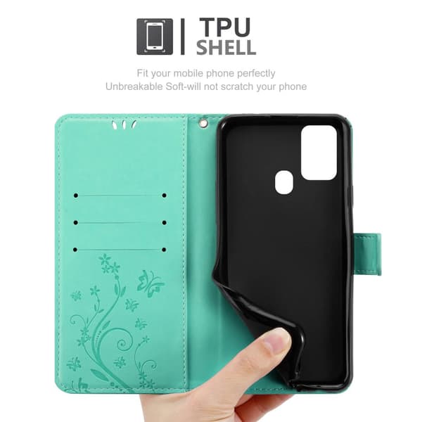 Samsung Galaxy M31 Skal Fodral i blomdesign Mobilskydd Case Cover med magnetisk stängning, ståfunktion och kortplatser