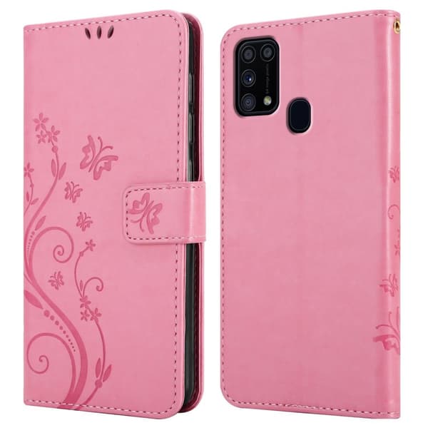 Samsung Galaxy M31 Skal Fodral i blomdesign Mobilskydd Case Cover med magnetisk stängning, ståfunktion och kortplatser