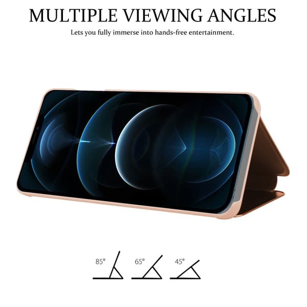 iPhone 13 PRO Skal Plånboksfodral Clear View Mirror Skyddsomslag med standfunktion 360 graders skydd