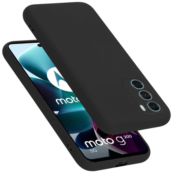 Motorola MOTO G200 5G Suojakotelo Suojakuori valmistettu joustavasta TPU-silikonista LIQUID MUSTA